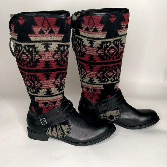 Caterpillar Shoes - CAT Sabrina Wool Aztec Red Black Boots 9.5